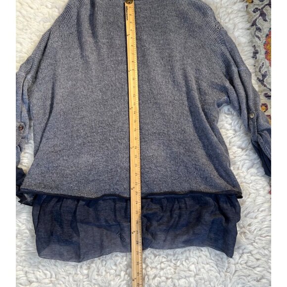 Lace The Label Sweater Mohair Med Blue Lagenlook Cowl Neck Roll Tab Layered - Picture 8 of 14